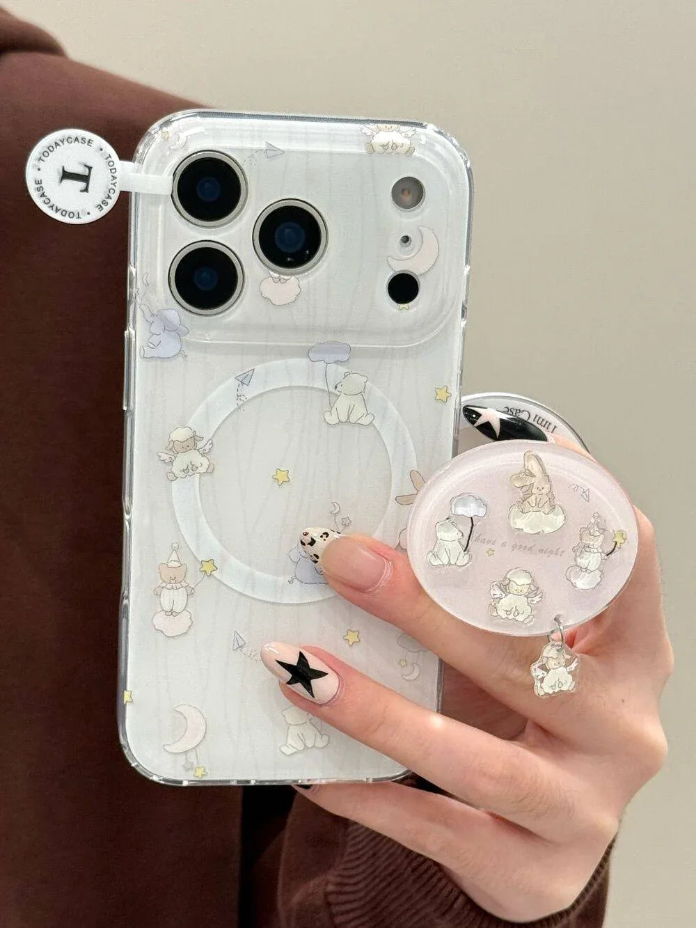 Ameigas Animal Nightcap Case - Cute Sleeping Animal Print with Magnetic Kickstand & Dual-Layer Armor - Ameigas