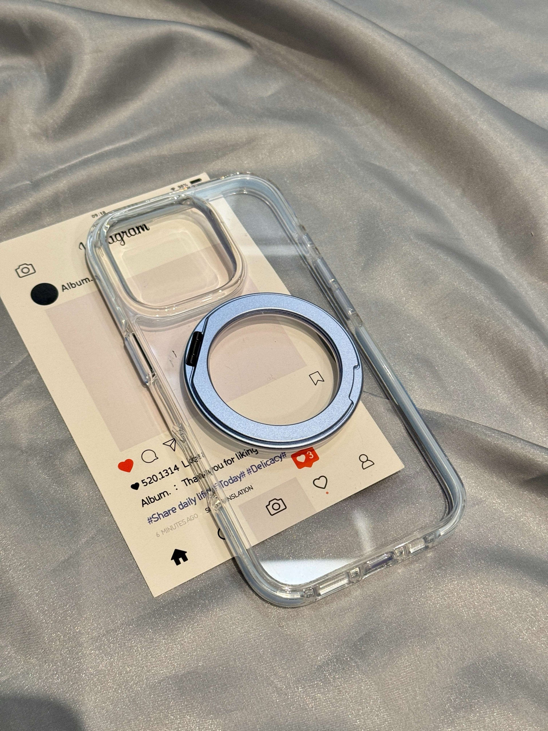 Ameigas Pink & Blue Rotating Case - 360° Adjustable Stand with Dual-Layer Protective Frame