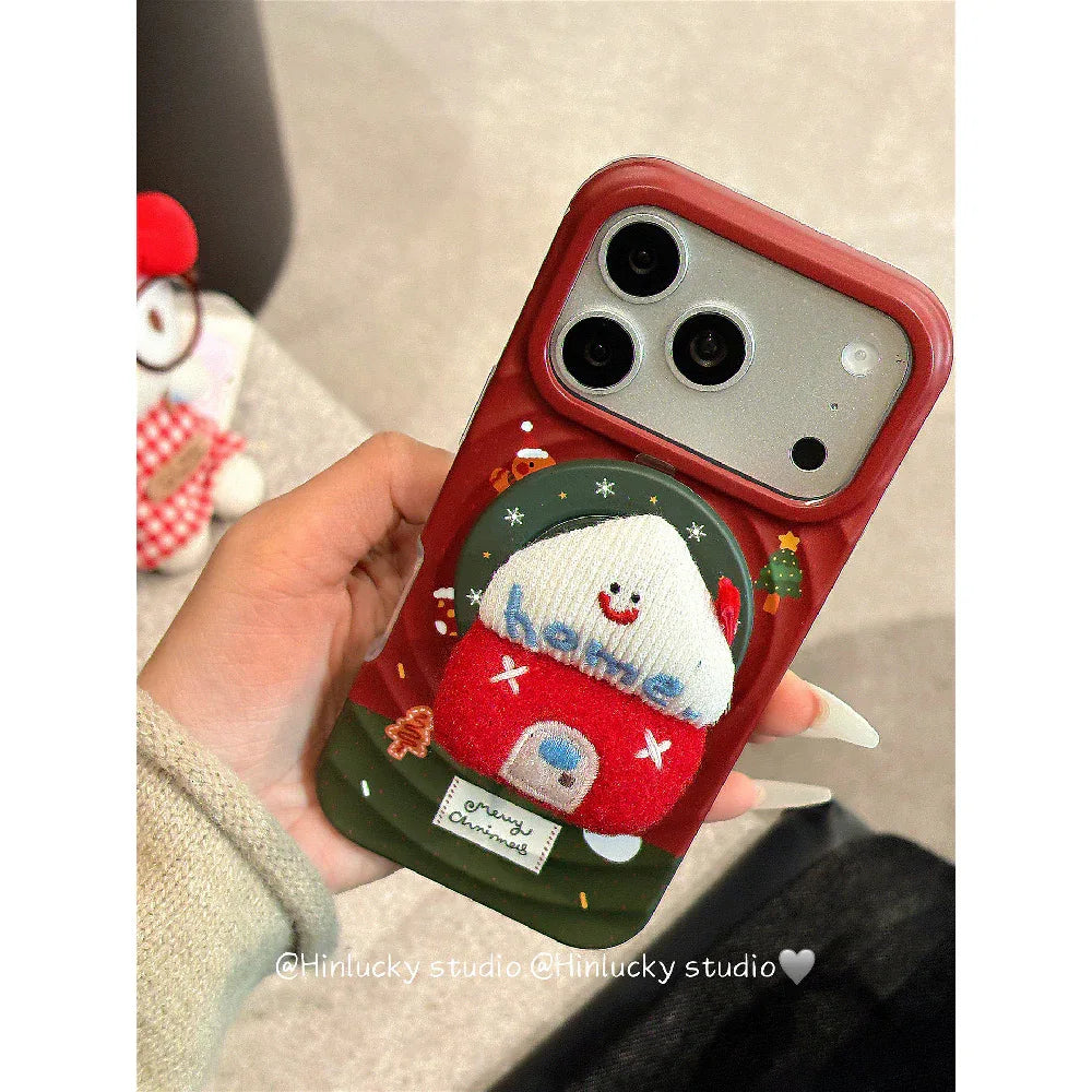 Ameigas Christmas Cat Sock Case | Festive Holiday MagSafe Stand Cover - Ameigas