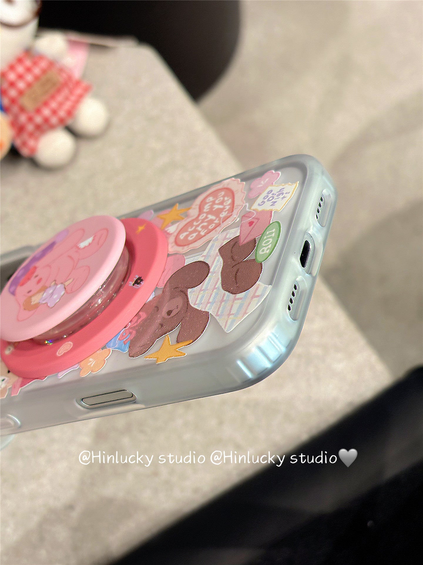 Ameigas Plush Buddy Stand Case - Japanese Korean Doll MagSafe Velvet Cover