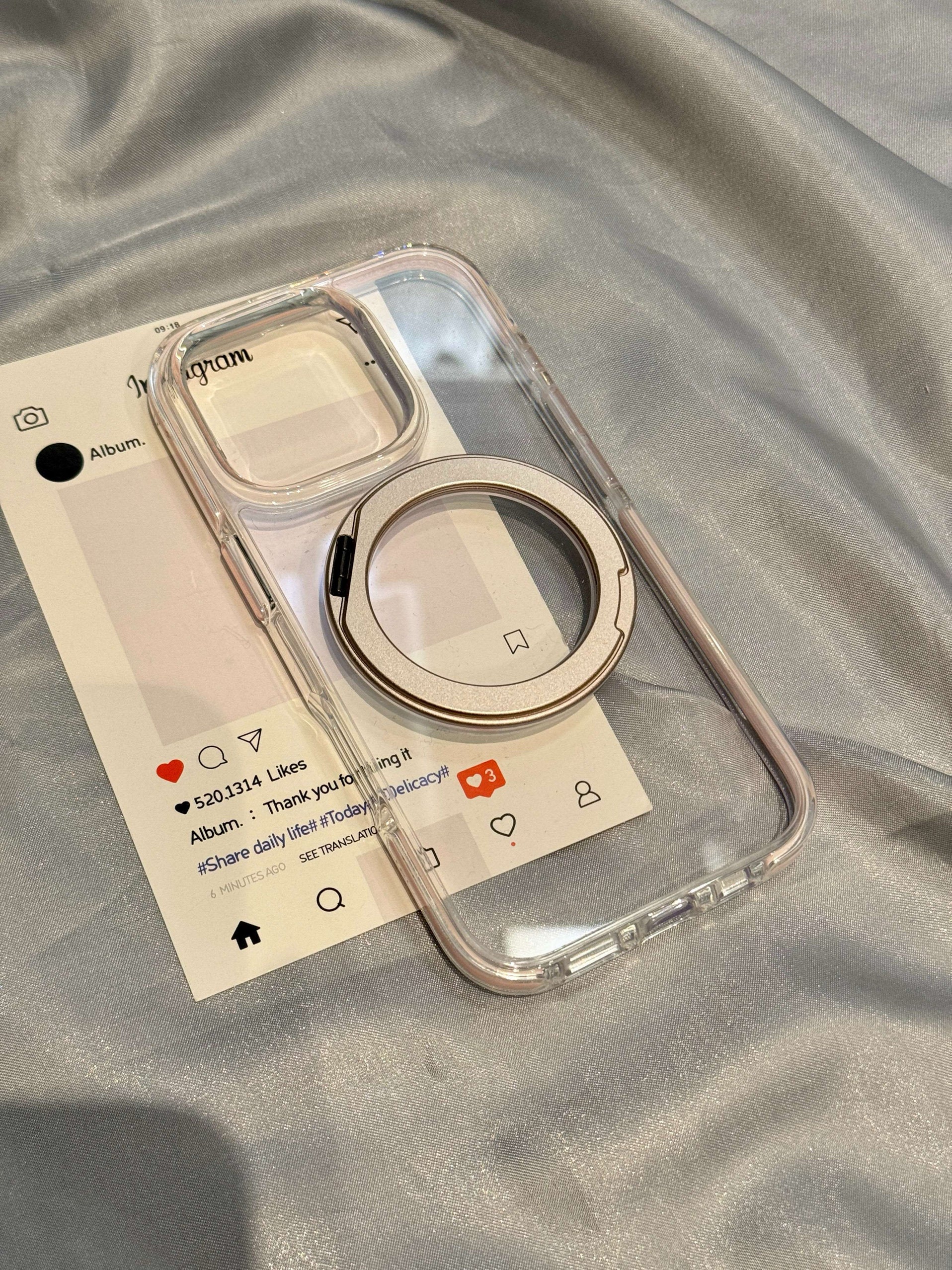 Ameigas Pink & Blue Rotating Case - 360° Adjustable Stand with Dual-Layer Protective Frame