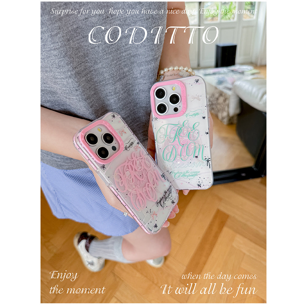 Ameigas Mint Garden Double-Layer Floral Case for iPhone 17 Pro Max / 16 Pro Max / 15 Pro / 14 / 13 – Ins Style Art Phone Cover