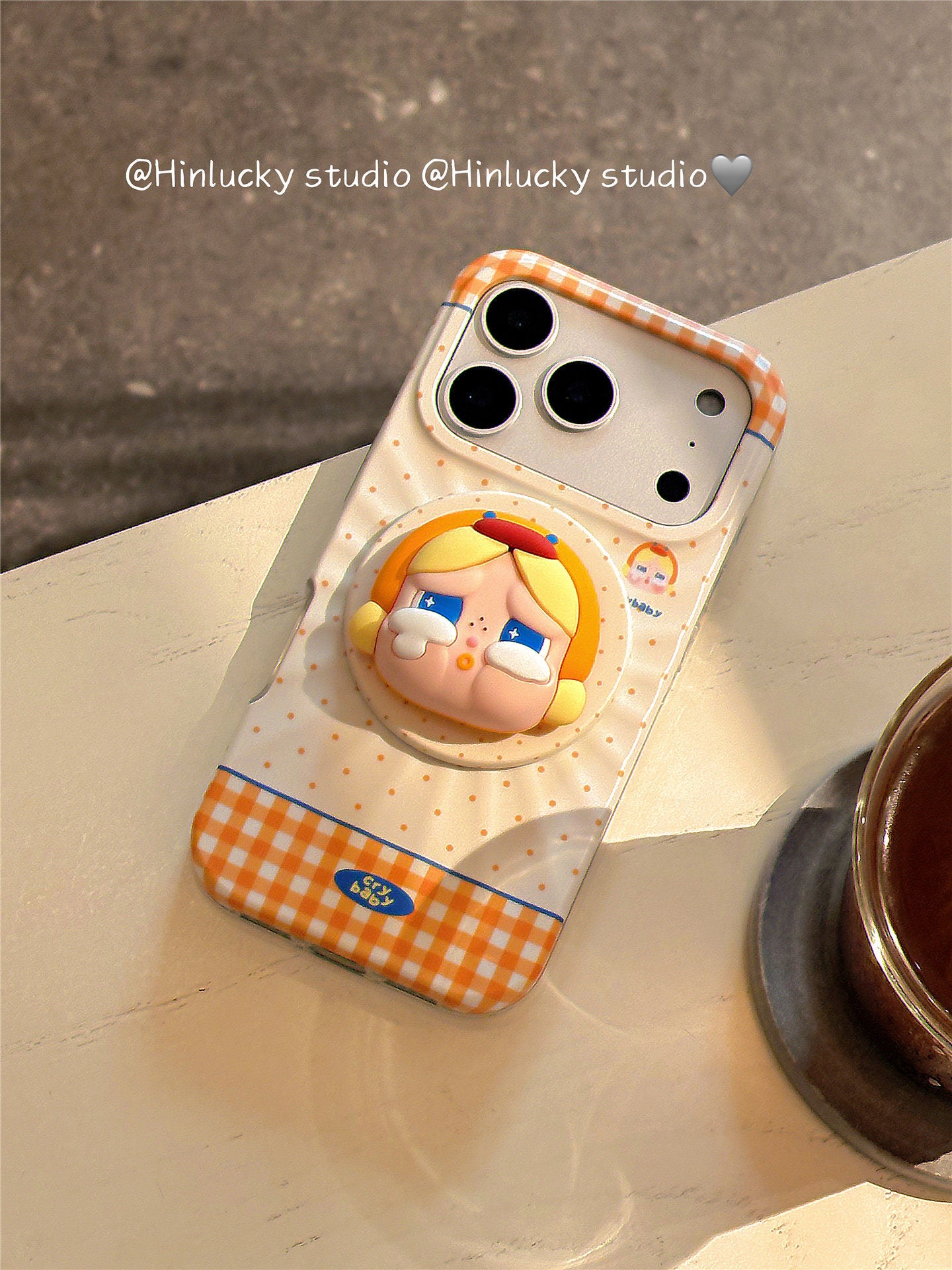 Ameigas Playful Cartoon Plaid Polka Chick & Bunny Magnetic Stand Phone Case