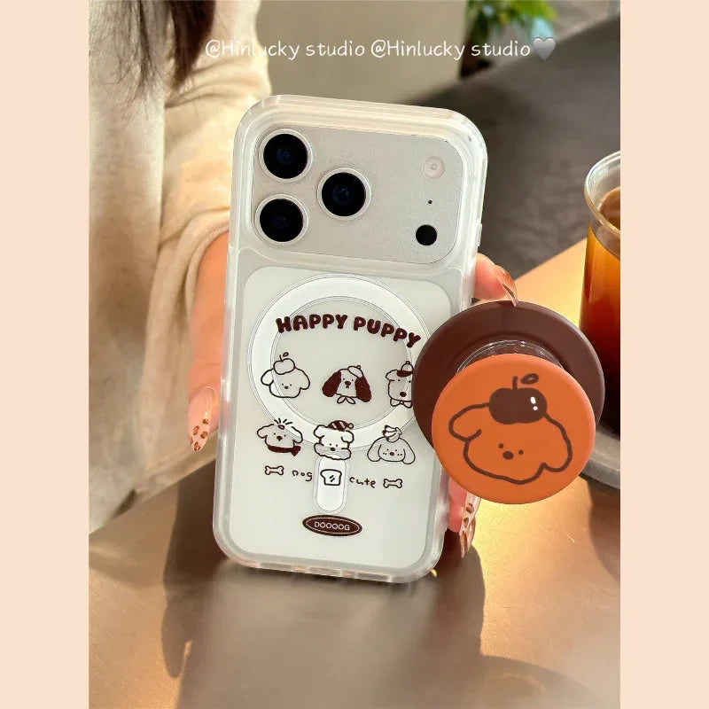 Ameigas Cute Line Art Puppy Frosted MagSafe Stand Case - Ameigas