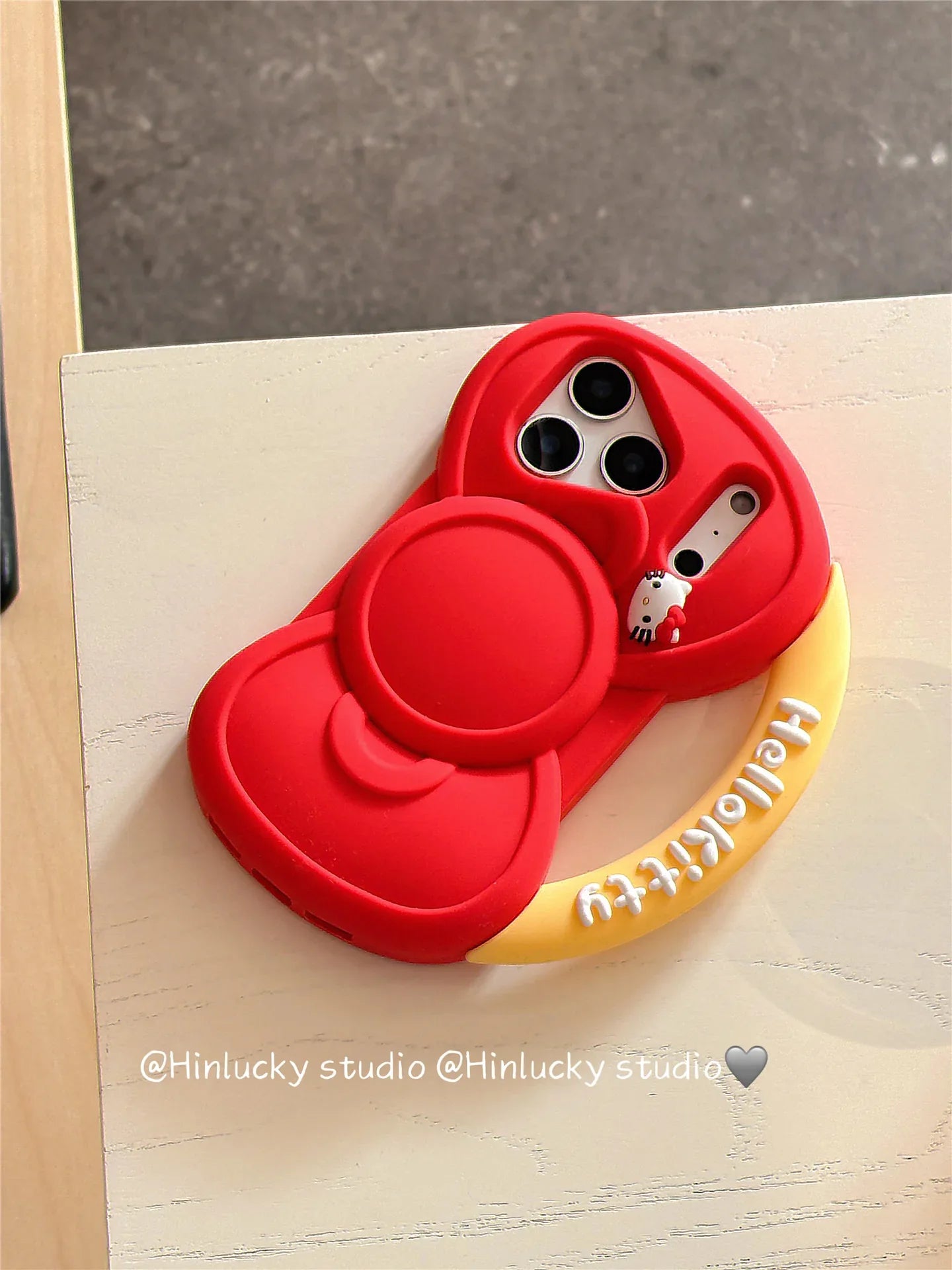 Ameigas Bow-Tied Whiskers Case - Red Ribbon Kitty Silicone Cover for iPhone - Ameigas