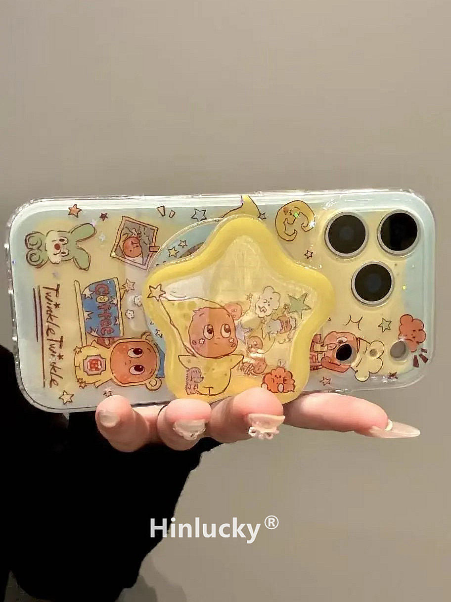 Ameigas Wobble Star-Balloon Case - Bobbling Character with Glitter & Magnetic Stand