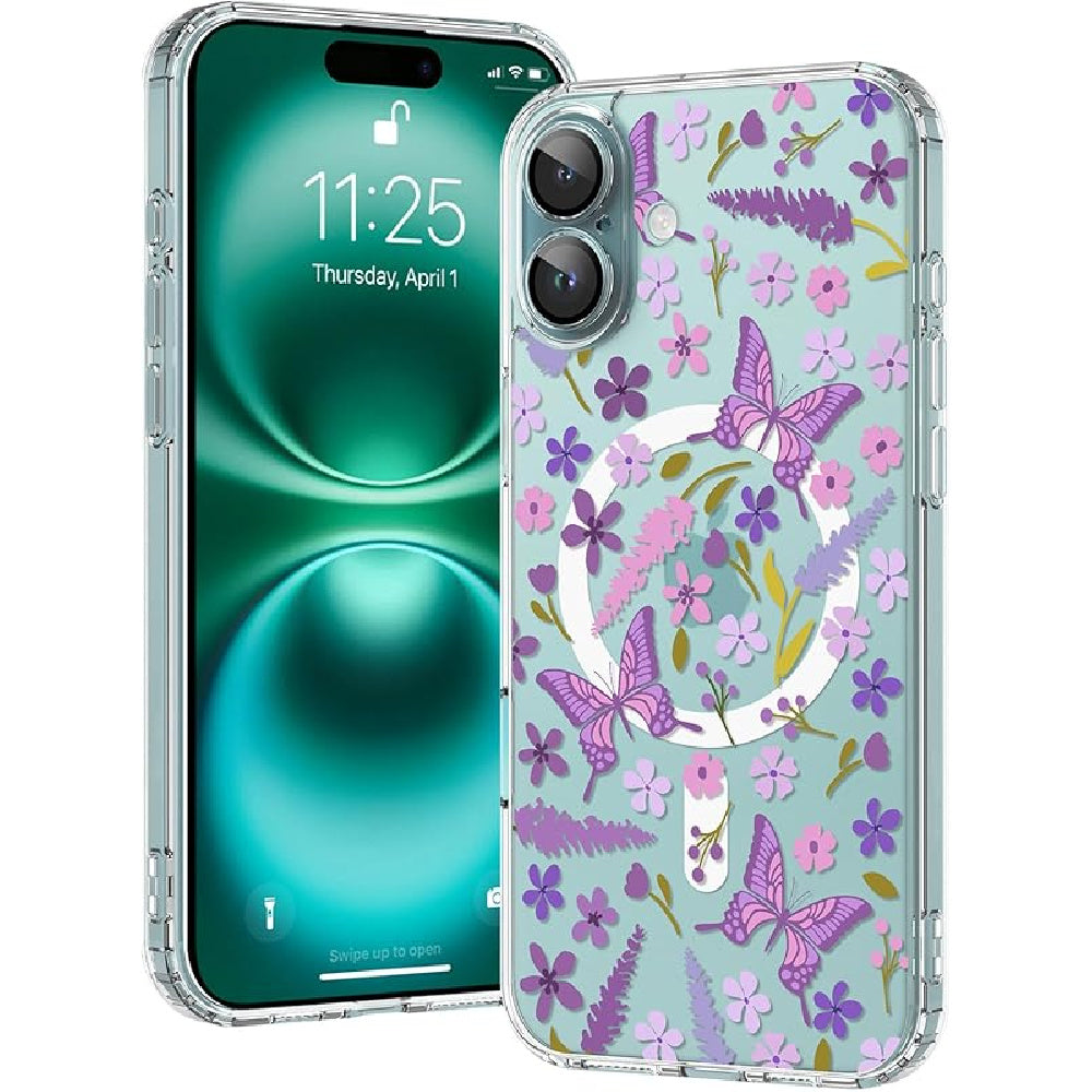 Ameigas Floral Magnetic Clear Bumper Case with Camera Protection
