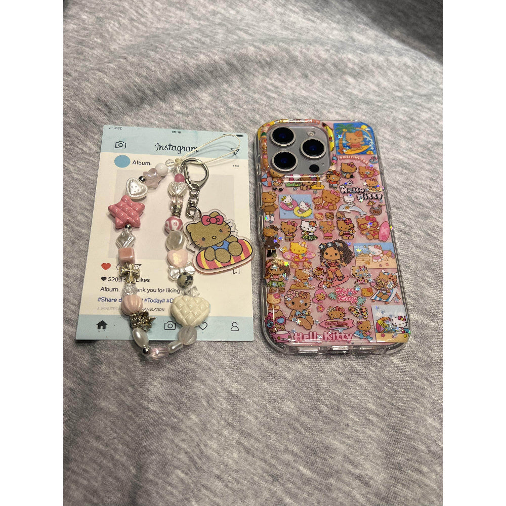Ameigas Vacation-Style Kitty Charm Bracelet Phone Case