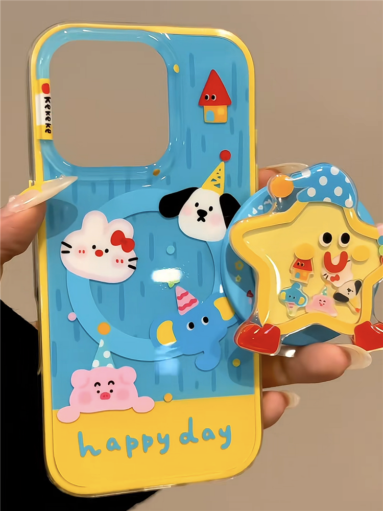 Ameigas Wobble Buddy Case - Bobbling Yellow Star Animal MagSafe Cover for iPhone