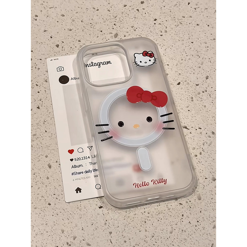 Ameigas Whisker Charm Stand Case - Korean Cute Kitty MagSafe Cover with Kickstand