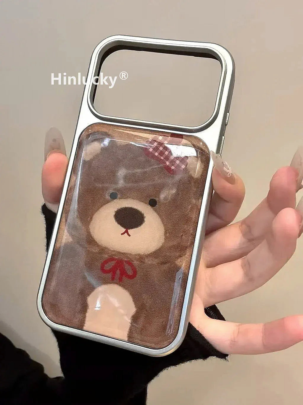 Ameigas Cute Brown Bear Electroplated Glossy Phone Case - Ameigas