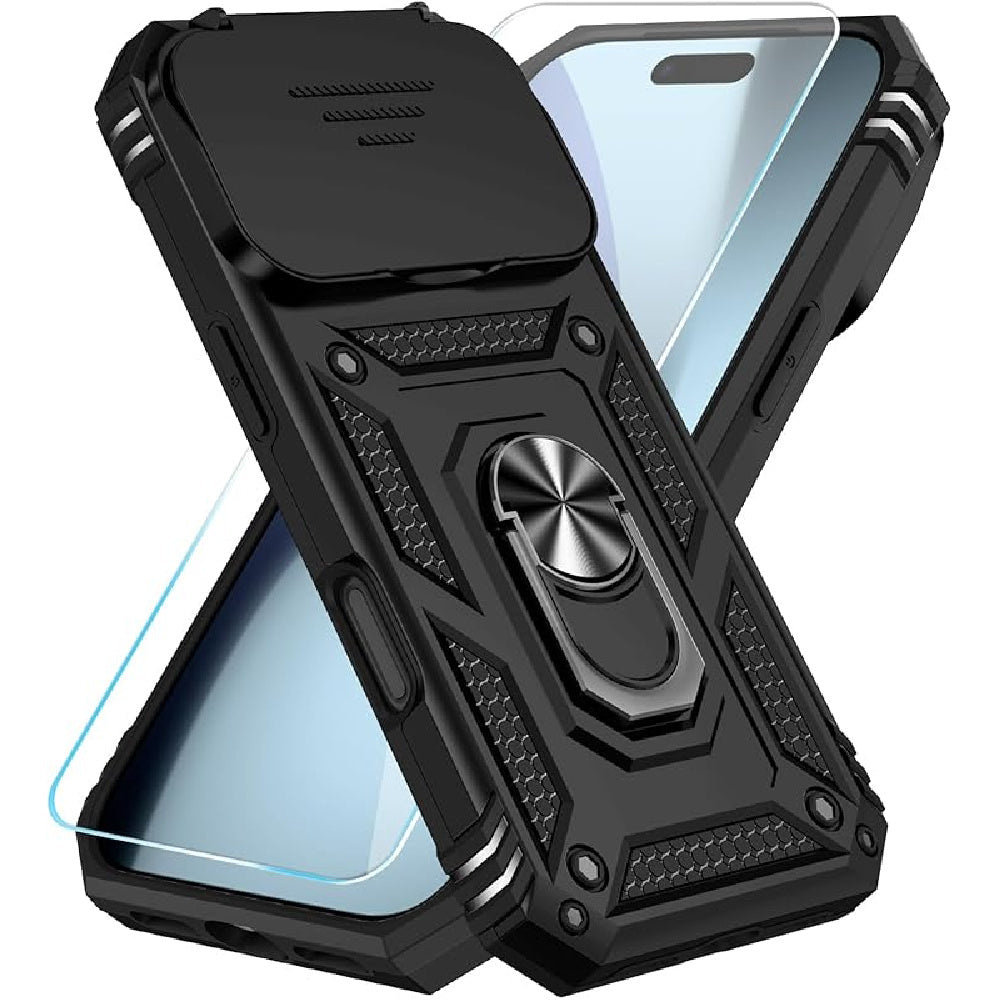 Ameigas Slide Camera Cover Ring Kickstand Protective Phone Case