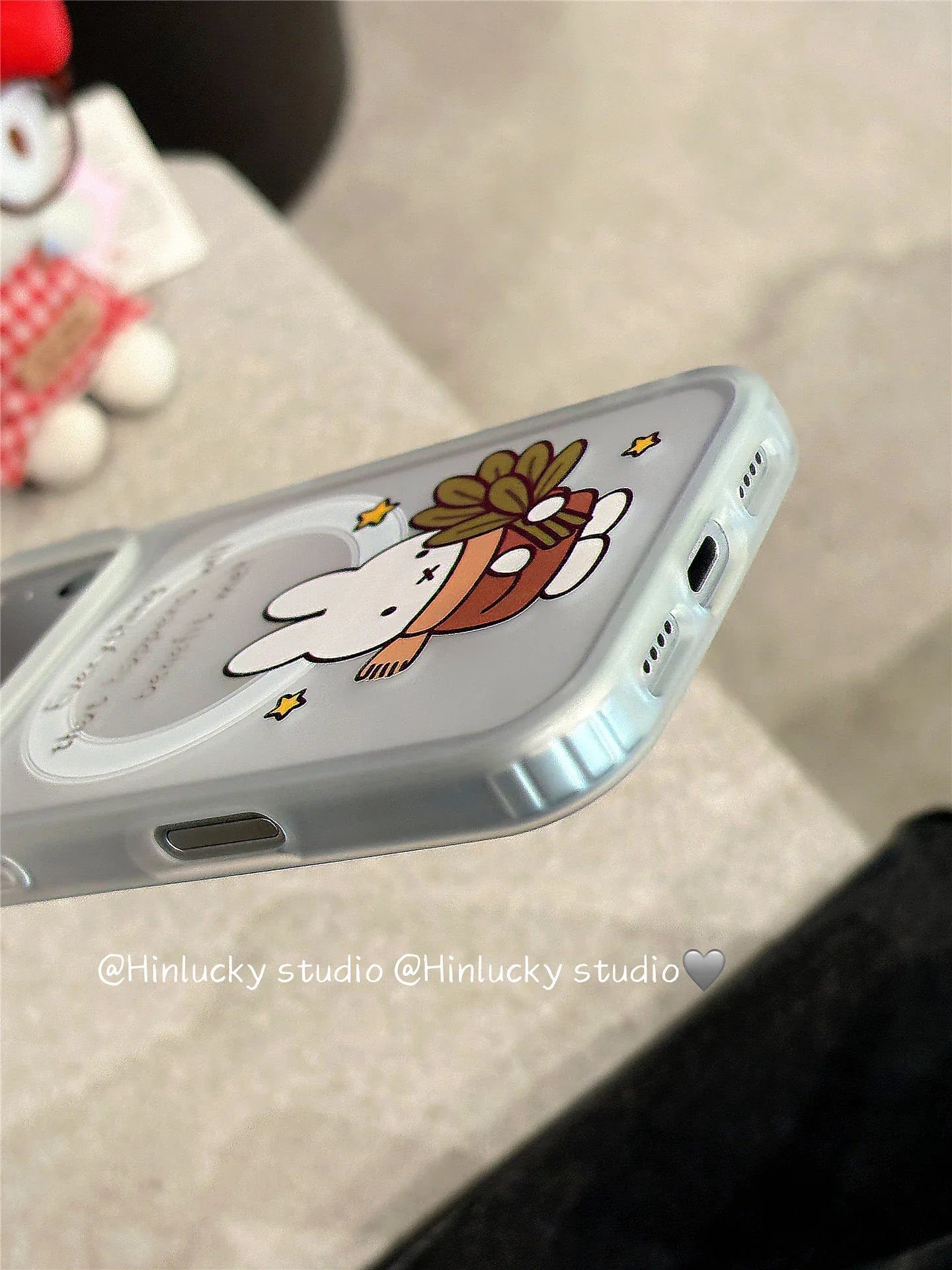 Ameigas Cute Cartoon Yuzu Leaf Bunny Magnetic Stand Phone Case - Ameigas