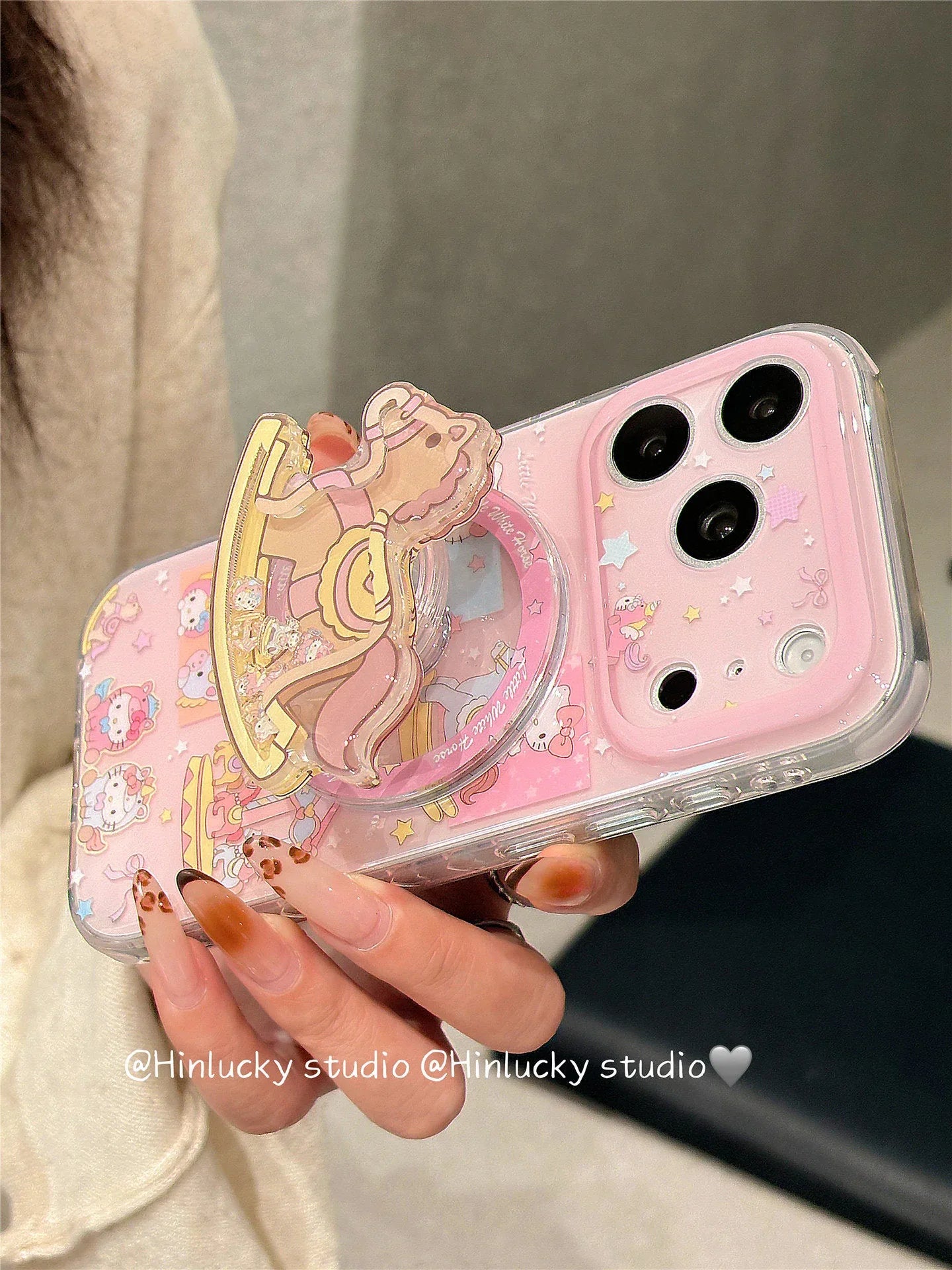Ameigas Cute Carousel Cat Magnetic Stand Phone Case - Ameigas