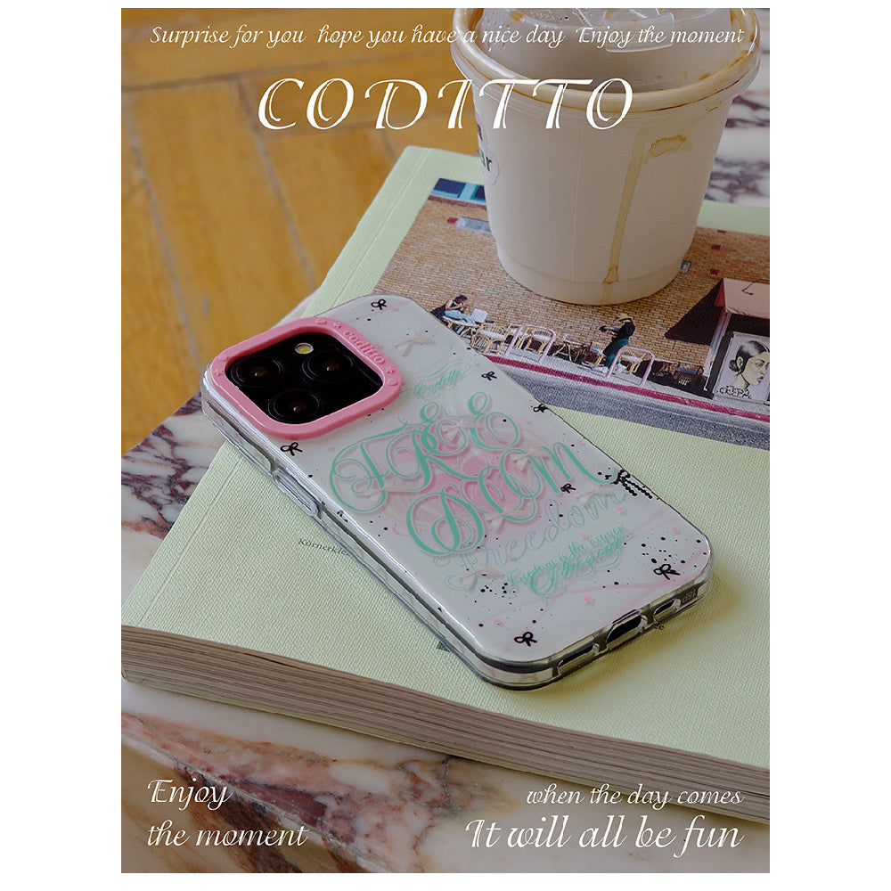 Ameigas Mint Garden Double-Layer Floral Case for iPhone 17 Pro Max / 16 Pro Max / 15 Pro / 14 / 13 – Ins Style Art Phone Cover