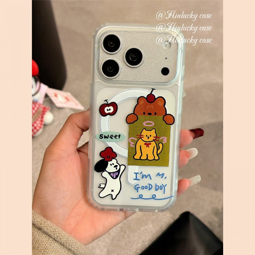 Ameigas Pawfect Pals Case - Cat & Dog Sharing Treat MagSafe Skin-Feel Cover