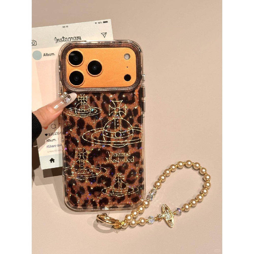 Ameigas Retro Planet Case - Vintage Leopard Print & Celestial Design with Full-Body Protection