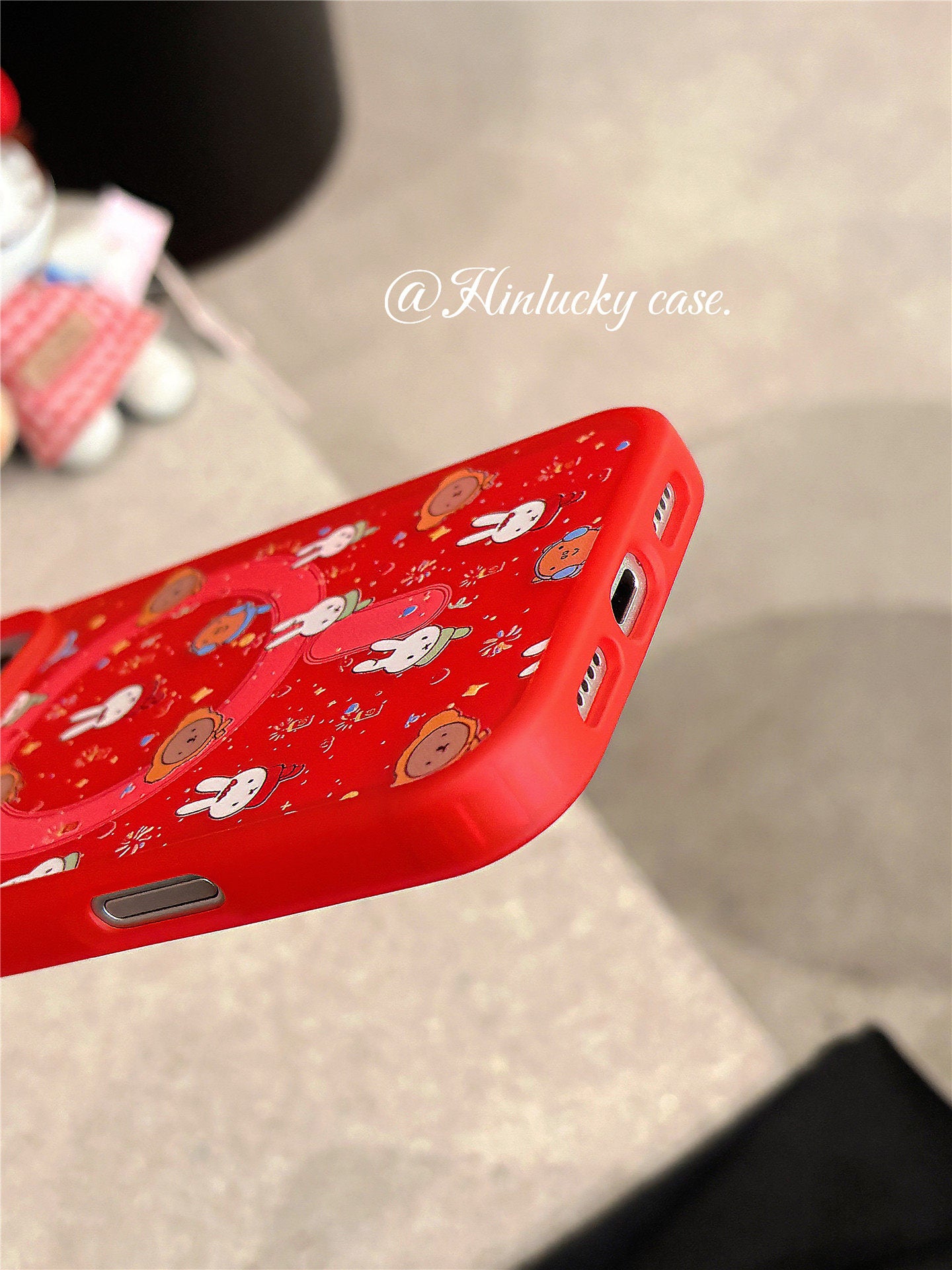 Ameigas Sparkler Bunny Case - Red Fireworks & Miffy-Inspired MagSafe Skin-Feel Cover