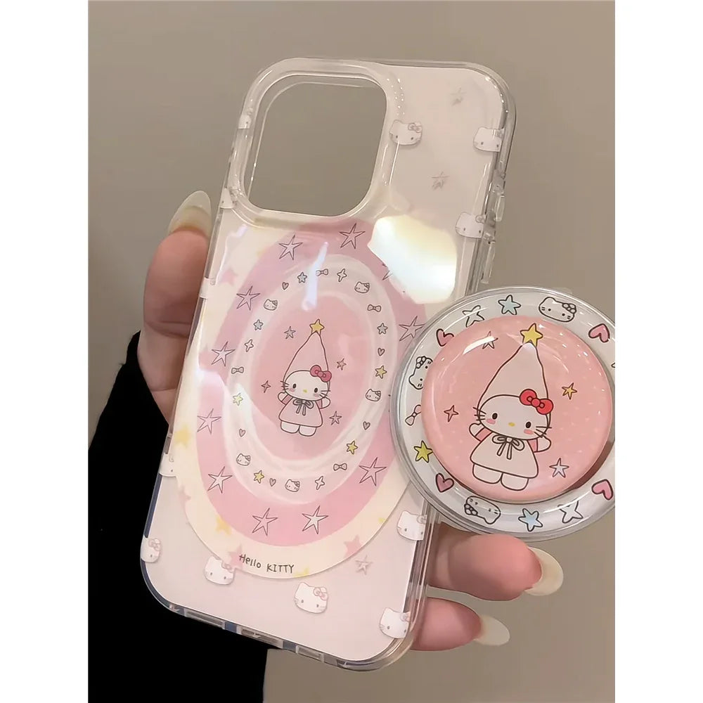 Ameigas Cozy Cap Kitten Case - Pink Long-Hat Cat with MagSafe Stand - Ameigas