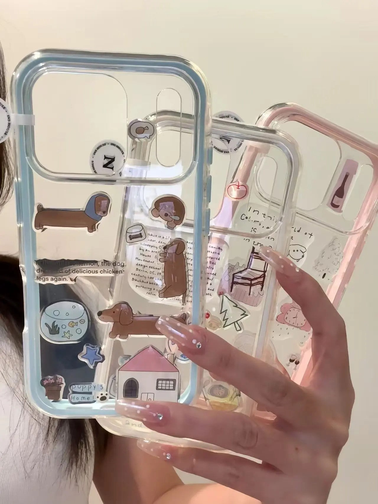 Ameigas Doodle Dash Case - Interactive Dachshund Stickers & Clear MagSafe Cover