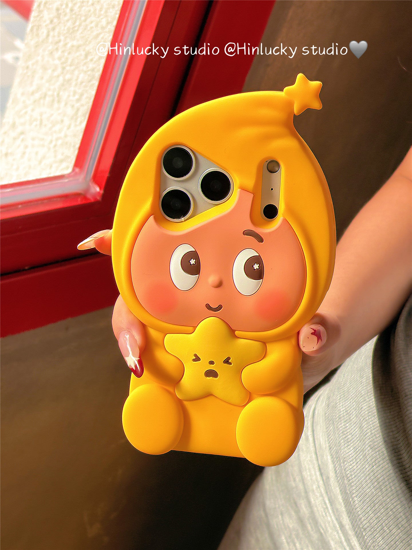 Ameigas Sunny Starfolk Case - 3D Cartoon Yellow Star Character Silicone Cover for iPhone