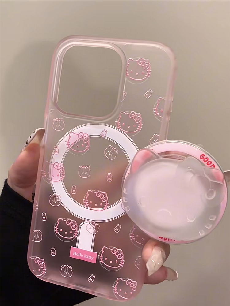 Ameigas Pink Cat Galaxy Acrylic Magnetic Stand Protective Case