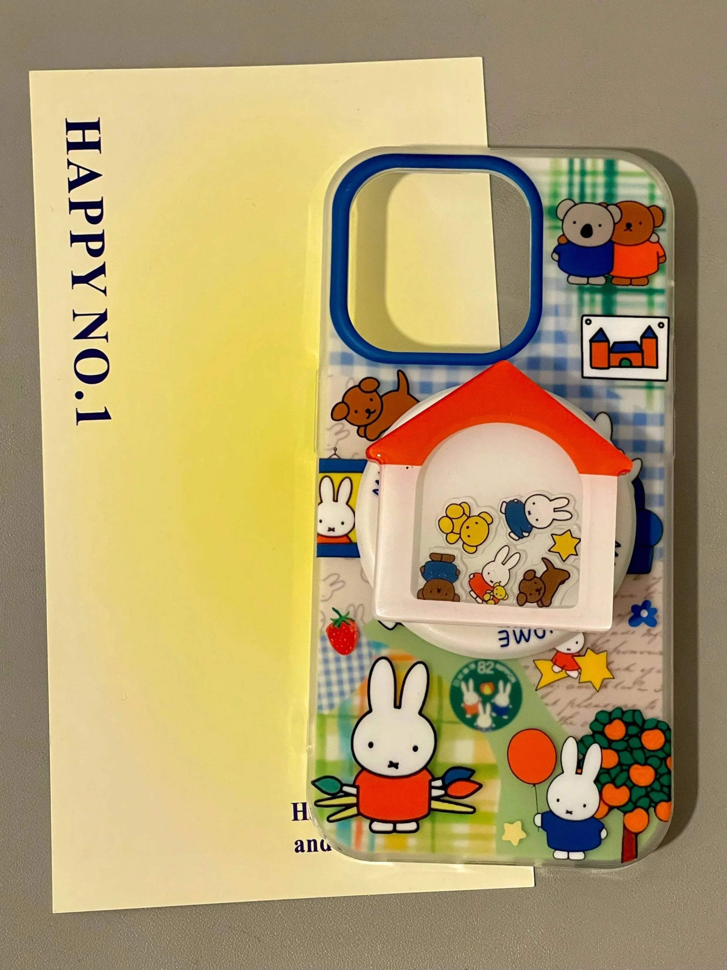 Ameigas Cartoon House & Miffy Case - Cute Rabbit in Cottage Scene with Magnetic Full-Body Protection - Ameigas