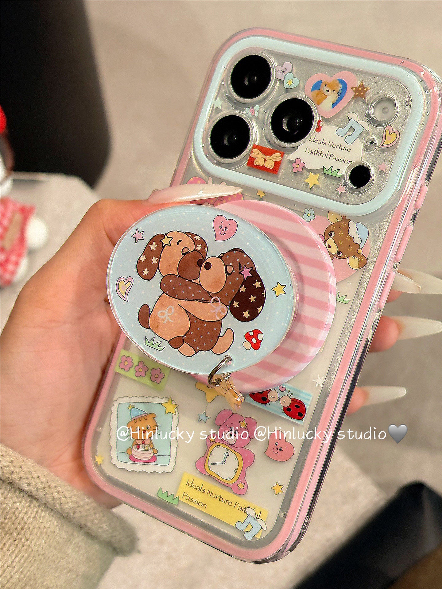 Ameigas Playful Pup Deco Case - Mix & Match Puppy Stickers with MagSafe Stand