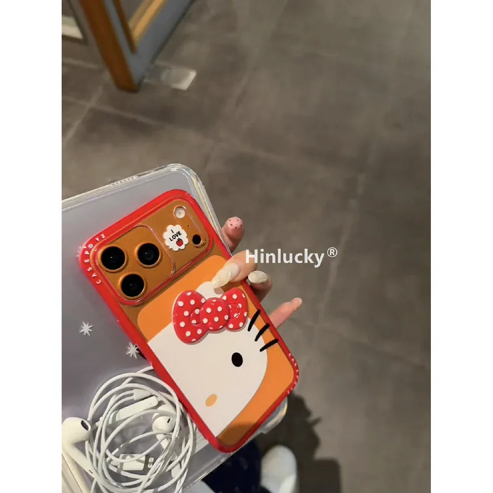 Ameigas Bow-Tie Purr Case - Polka Dot Red Ribbon Cat Acrylic Cover - Ameigas