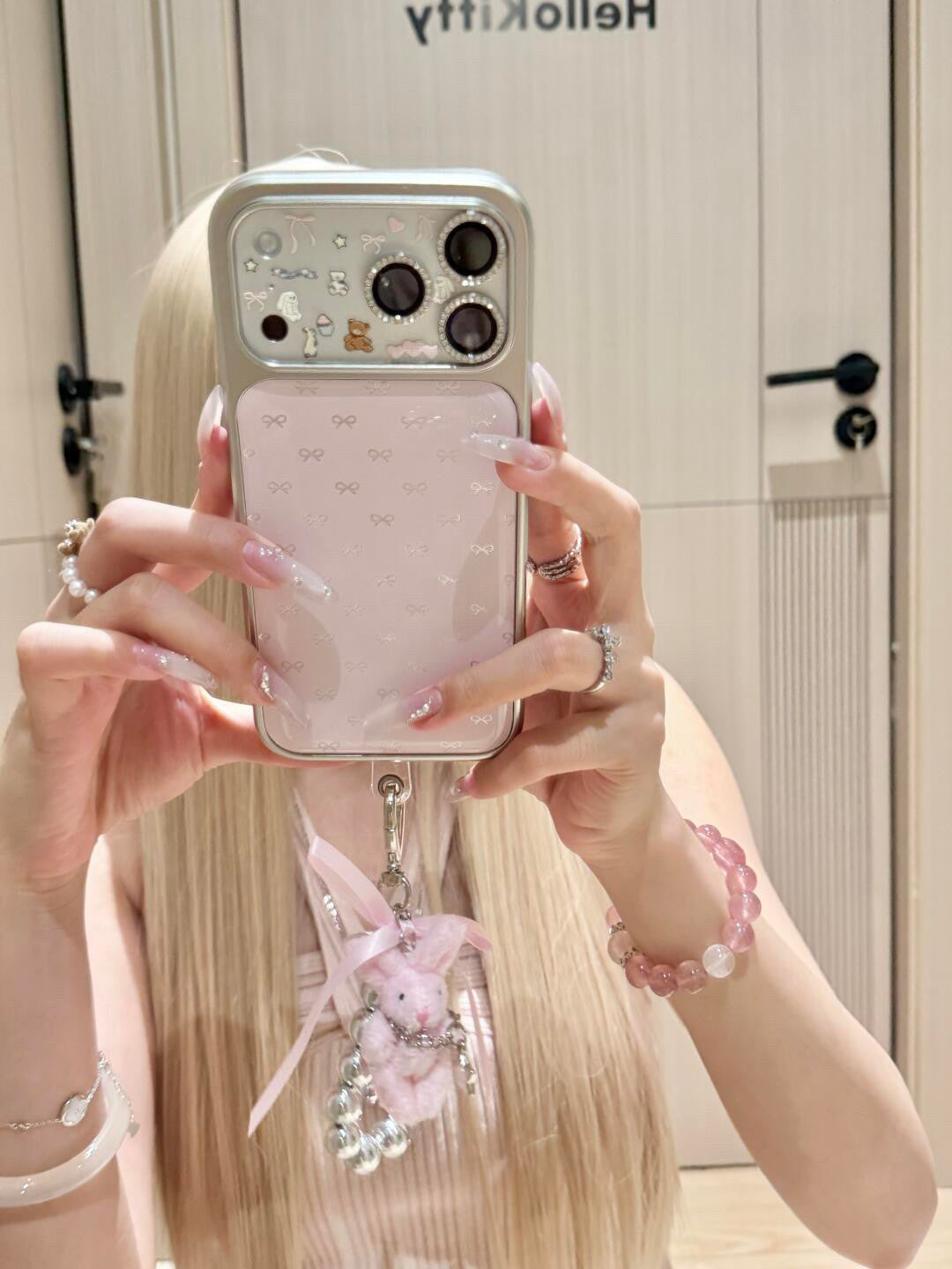 Ameigas Gentle Style Case - Soft Pink Bow Design with Detachable Wrist Strap