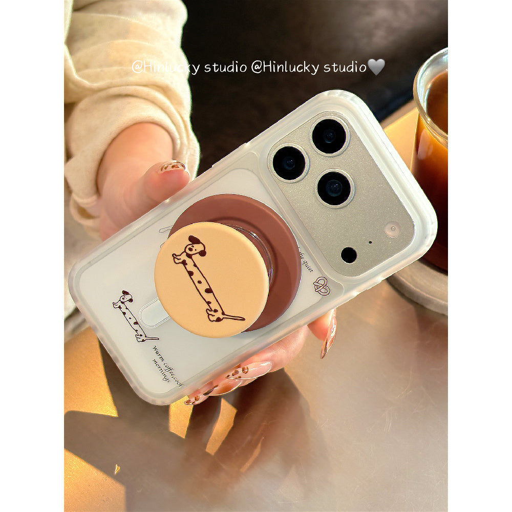 Ameigas Doodle Dash Stand Case - Minimalist Dachshund Drawing MagSafe Cover