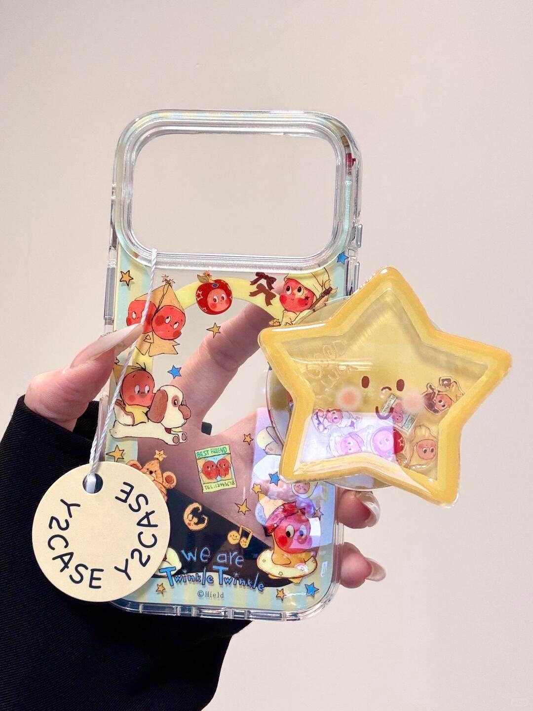 Ameigas Cute Transparent Star Character Magnetic Shake Stand Phone Case - Ameigas