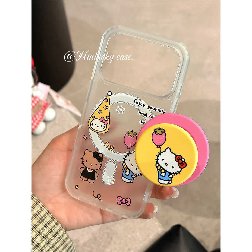 Ameigas Berry Balloon Kitty Case - Strawberry Cat & Balloon MagSafe Velvet Cover - Ameigas