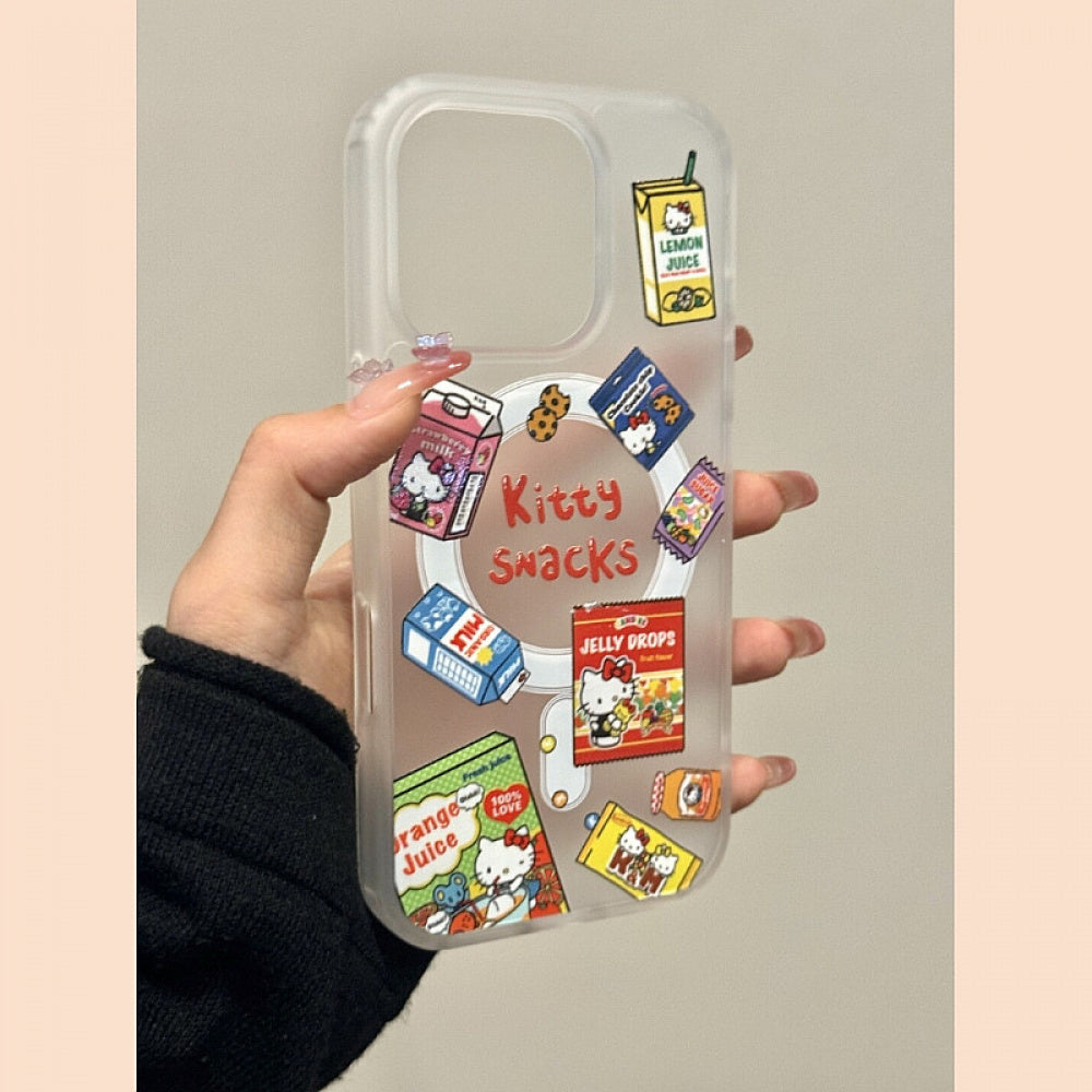 Ameigas Snack Lid Kitty Stand Case - Cute Cat & Bottle Cap MagSafe Cover for iPhone