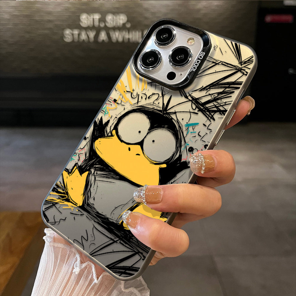 Ameigas Line Art Duck Cartoon Phone Case Soft Shockproof Cover