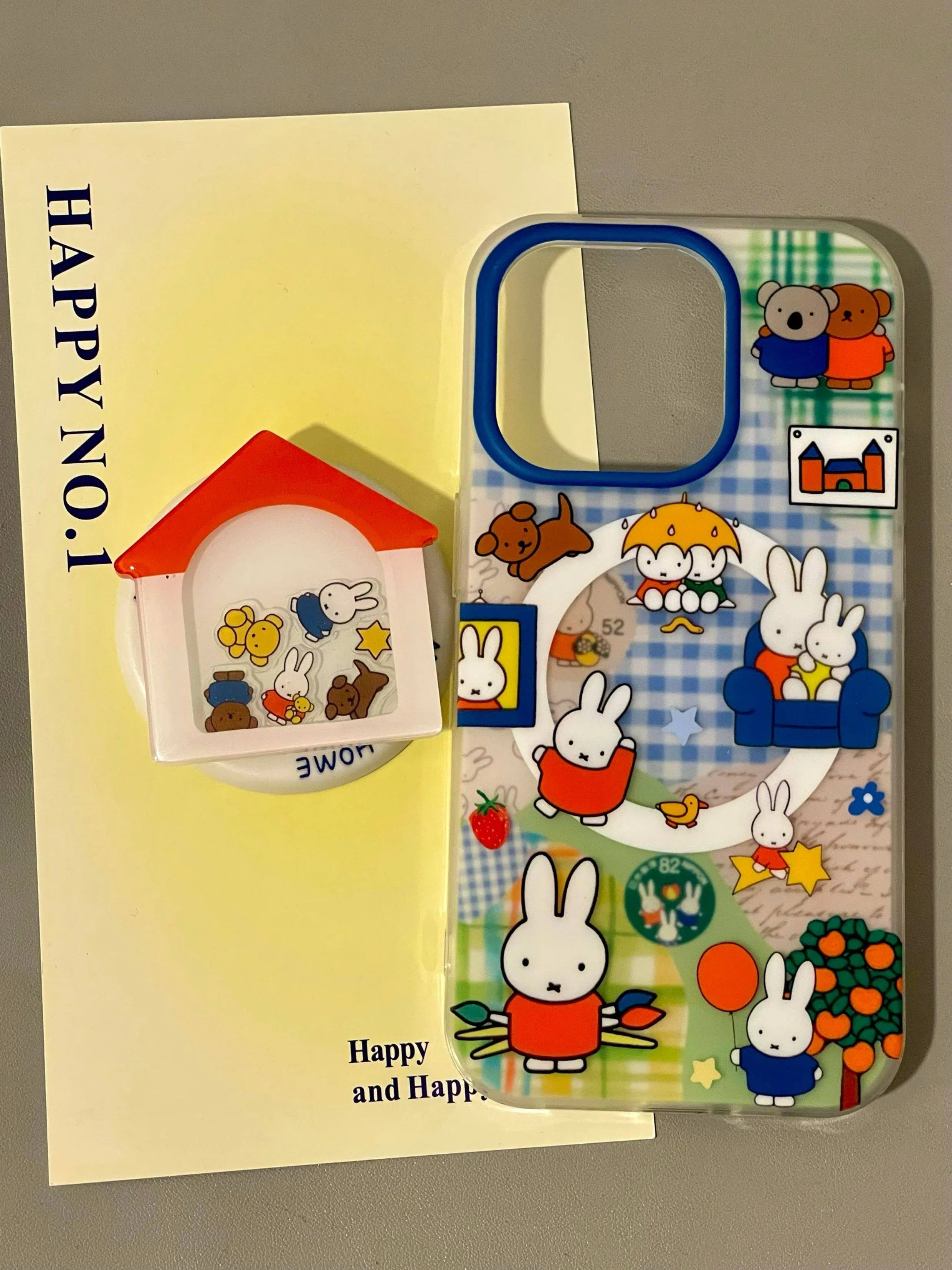 Ameigas Cartoon House & Miffy Case - Cute Rabbit in Cottage Scene with Magnetic Full-Body Protection - Ameigas