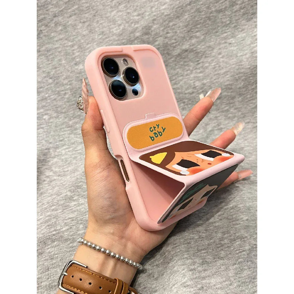 Ameigas Cartoon Candy Color Flip Stand Phone Case - Ameigas