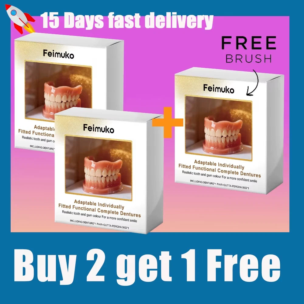 New Denture Silicone Kit - Soft Kit Teeth Upper and Lower Set - Silicone Liners