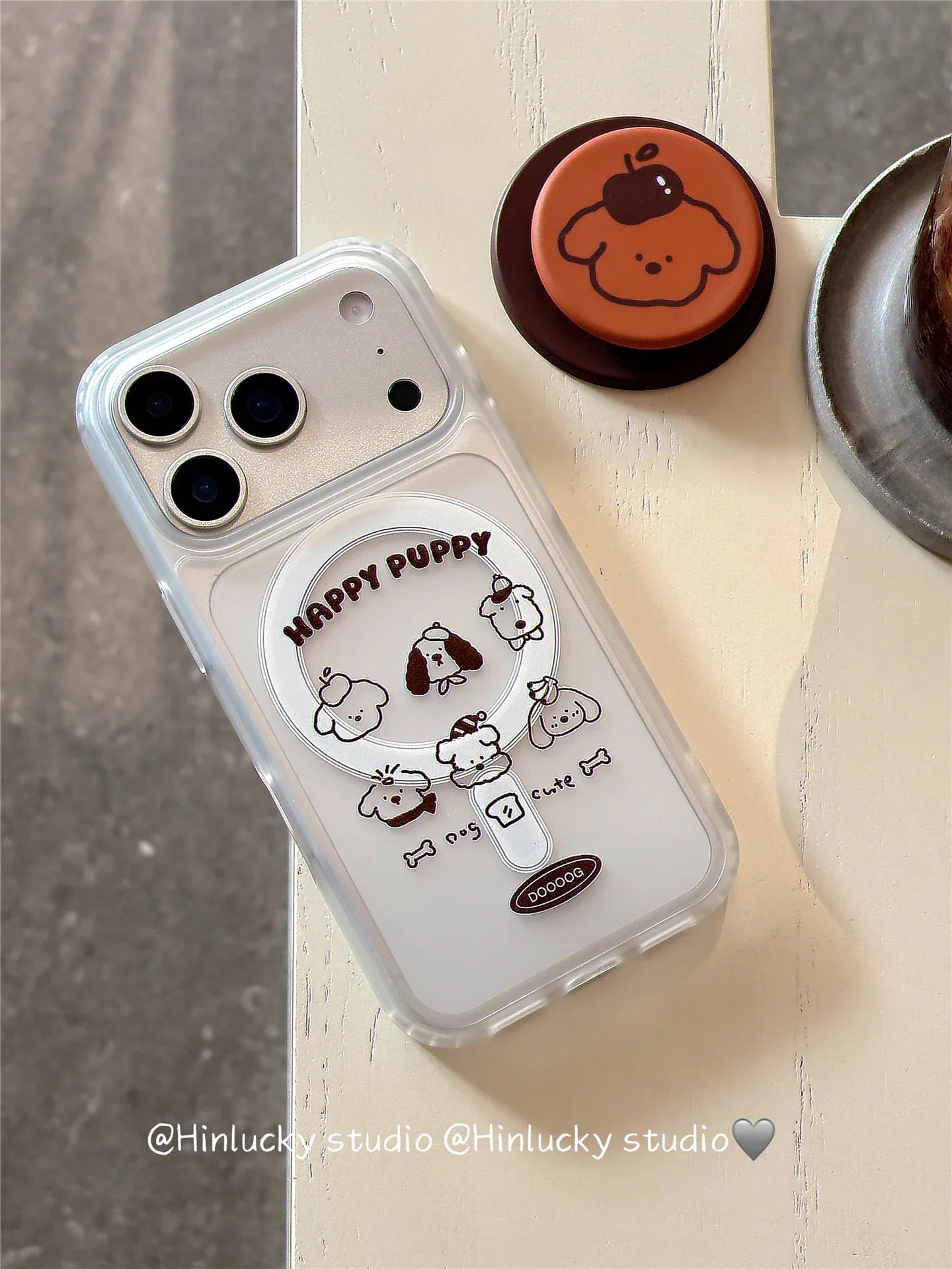 Ameigas Cute Line Art Puppy Frosted MagSafe Stand Case - Ameigas