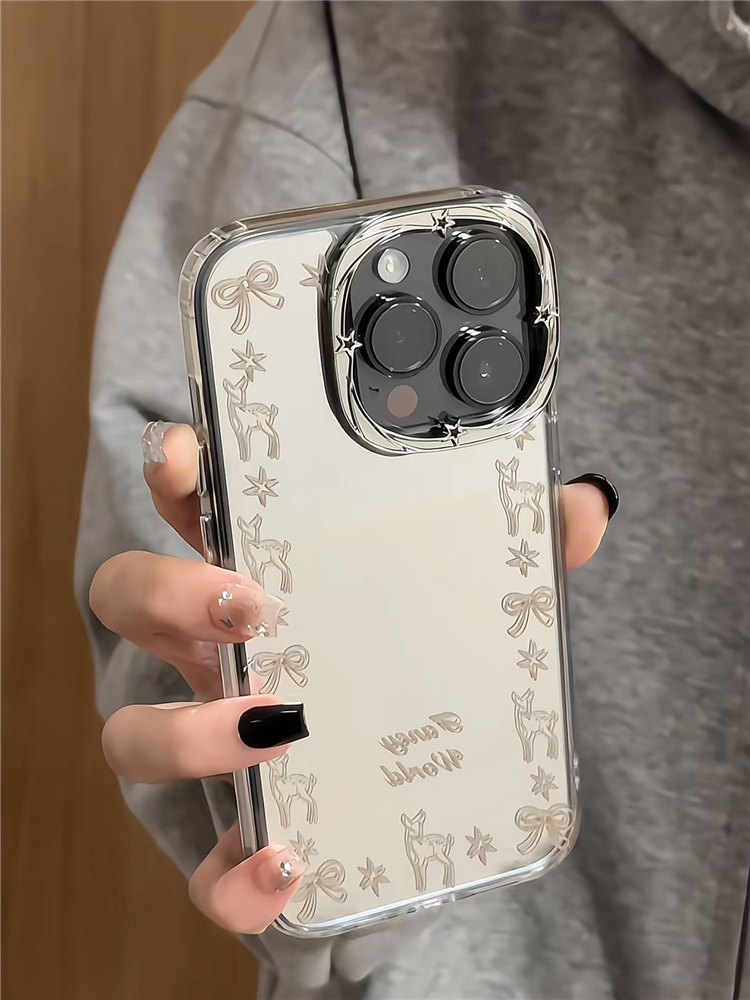 Ameigas Frostglow Fawn Case - Mirror Frame with Deer & Bow, Star Lens Accent