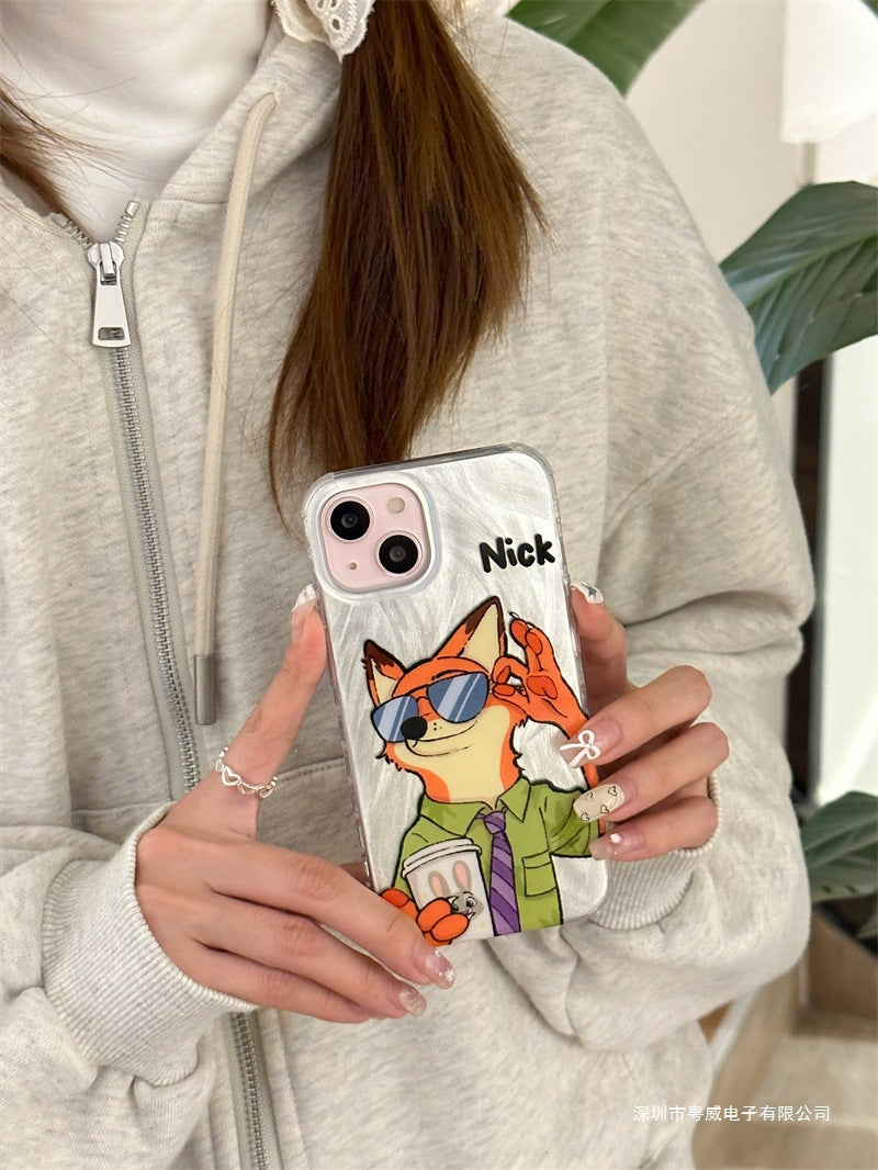 Ameigas Zootopia Judy & Nick Mirror Phone Case for iPhone