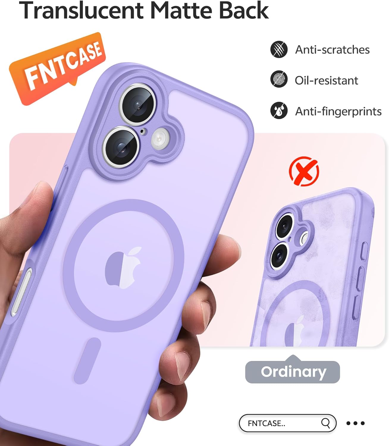 Ameigas Magnetic Translucent Matte Protective Phone Case with Camera Guard