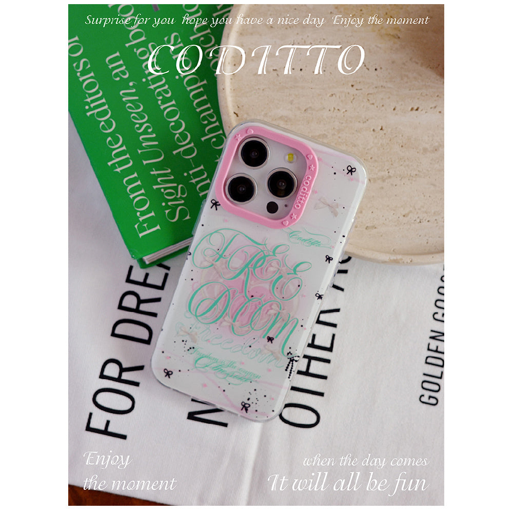 Ameigas Mint Garden Double-Layer Floral Case for iPhone 17 Pro Max / 16 Pro Max / 15 Pro / 14 / 13 – Ins Style Art Phone Cover