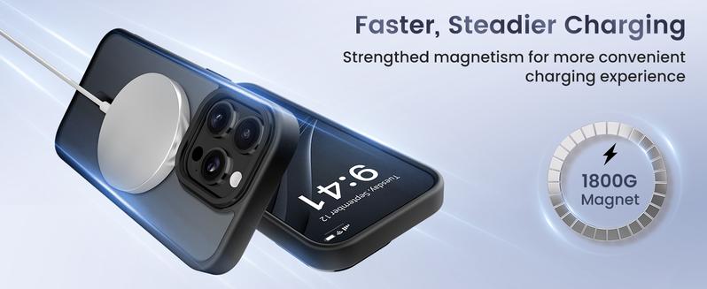 Ameigas Shockproof MagSafe Phone Case with Camera Stand & Lens Protection