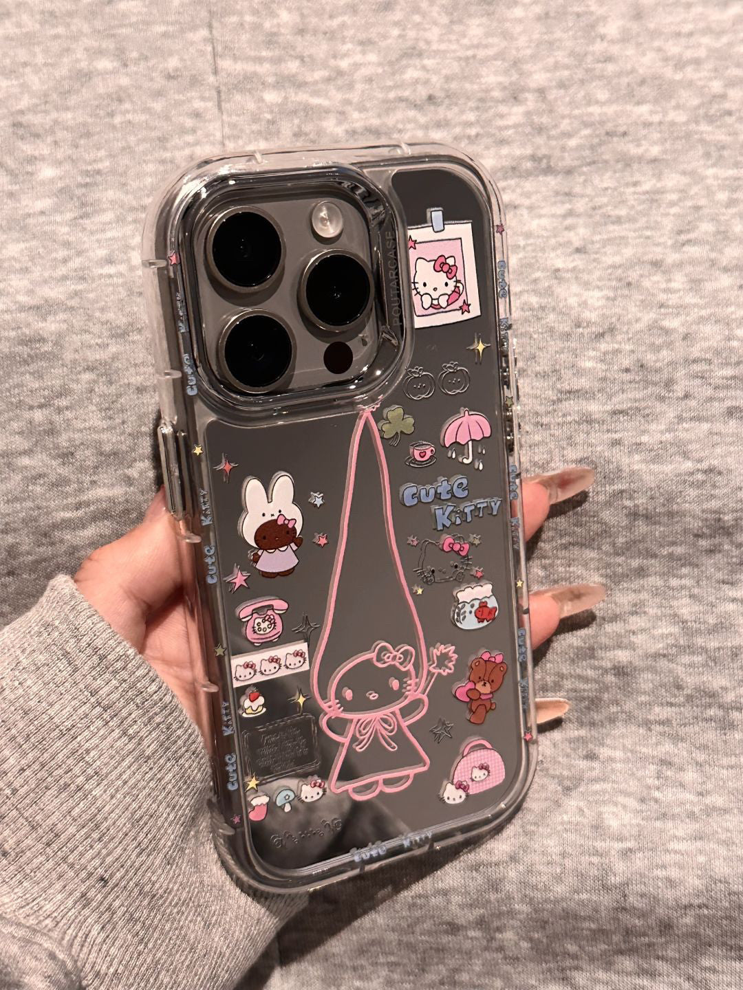 Ameigas Mirror Doodle Kitty Case - Cute Graffiti & Reflective Design with Full-Body Protection