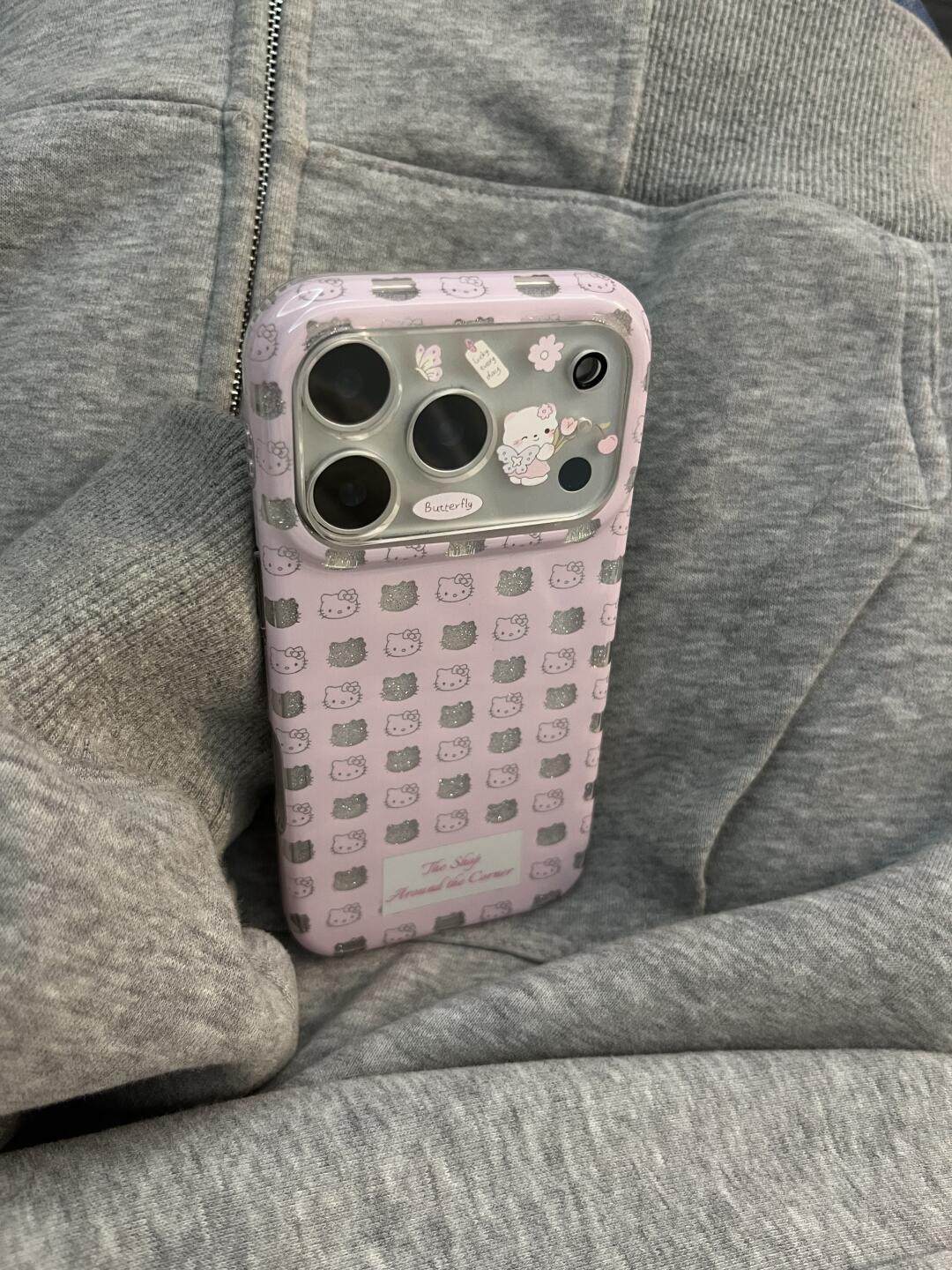 Ameigas Glitter Bloom Case - Full-Screen Pink Sparkle Cat Portrait Hard Shell