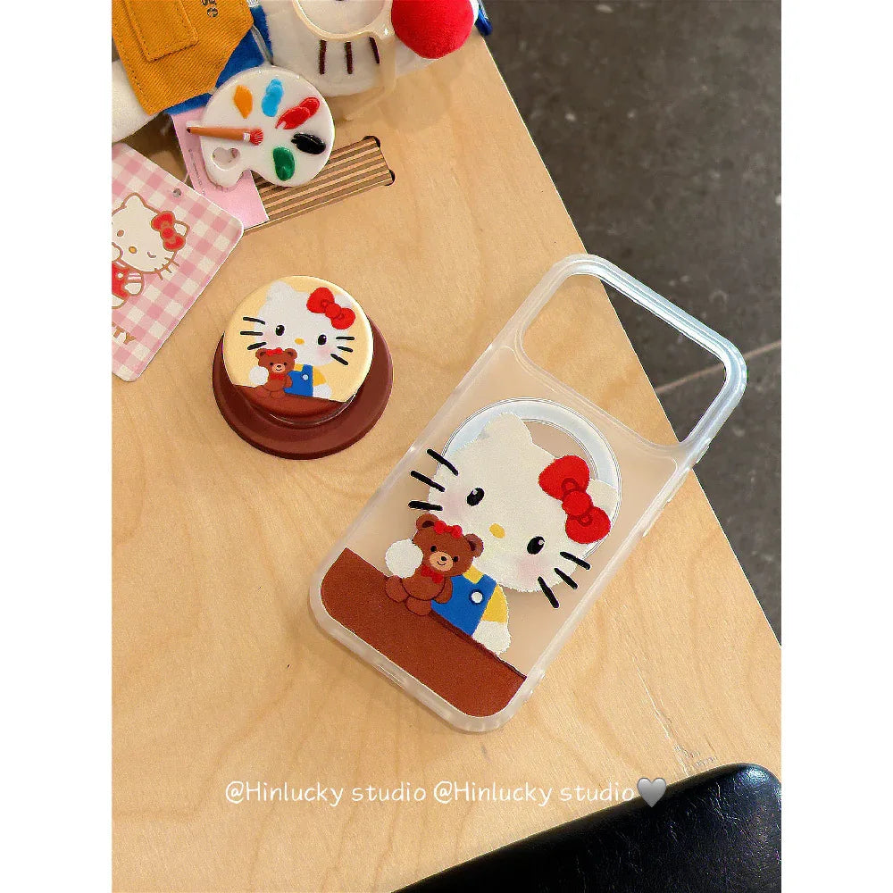 Ameigas Best Friends Case - Bear & Kitten Cuddle MagSafe Skin-Feel Cover - Ameigas