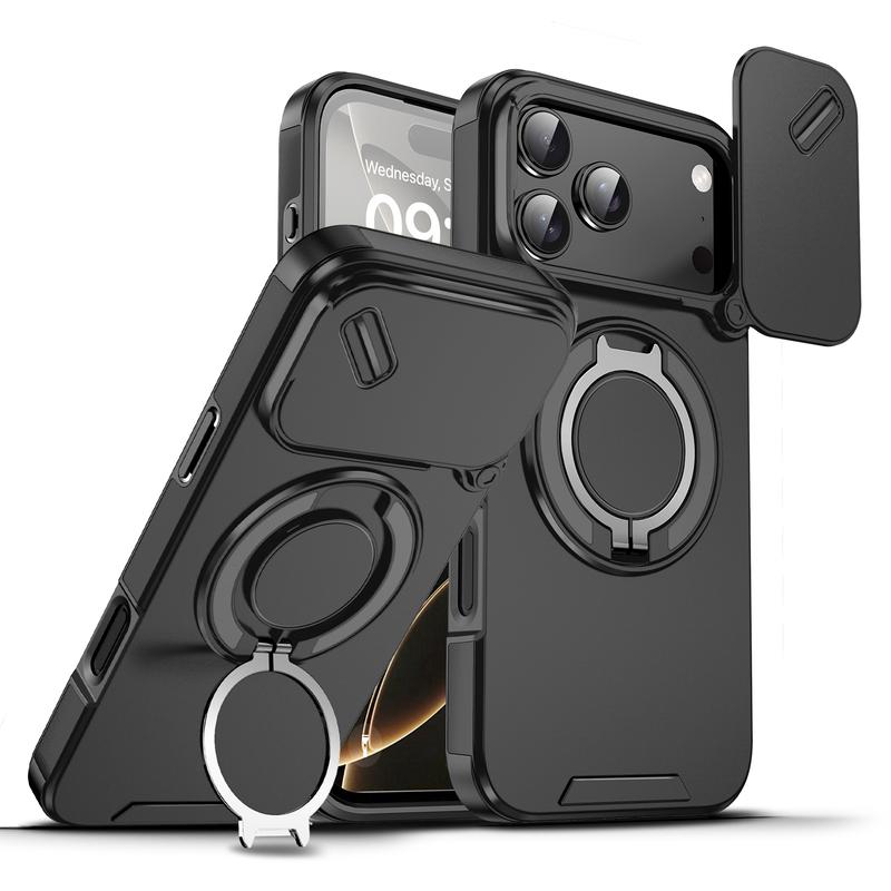 Ameigas Slide Camera Cover Rugged Phone Case with Ring Stand