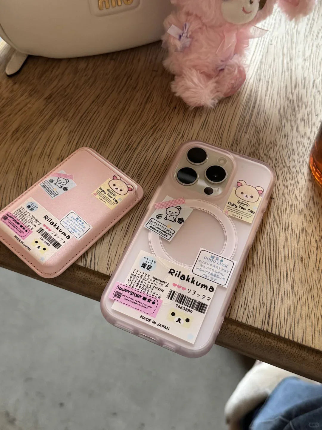 Ameigas Clear Label Bear Case - Cute Cartoon Tag Design with Magnetic Stand - Ameigas