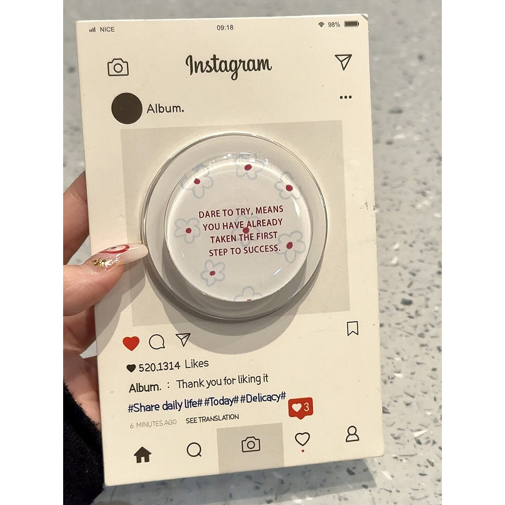 Ameigas Blue Botanica Stand Case - Korean Floral Text MagSafe Cover with Full Guard